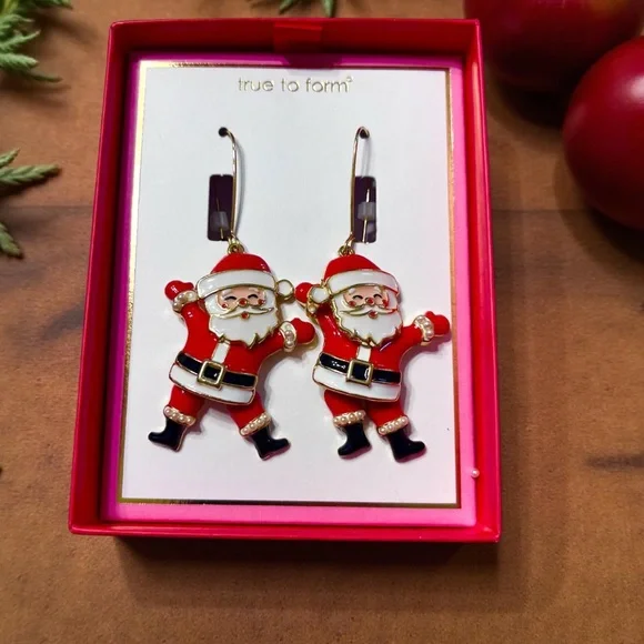 Santa Earrings - Festive Red and White NWT - Picture 5 of 11